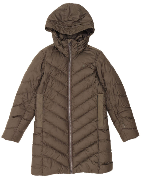 G-STAR Wattierter Damenmantel mit Kapuze, UK 14, mittleres Khaki, Polyester
