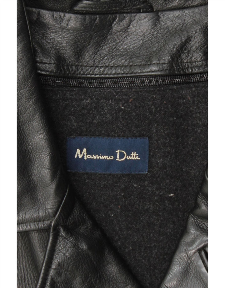 Massimo Dutti Herren Ledermantel UK 40 Large Schwarz