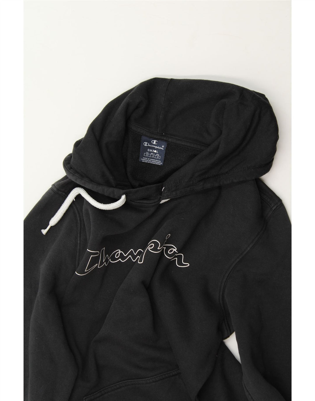 CHAMPION Mens Graphic Hoodie Jumper Small Navy Blue Vintage Champion and Second-Hand Champion from Messina Hembry 