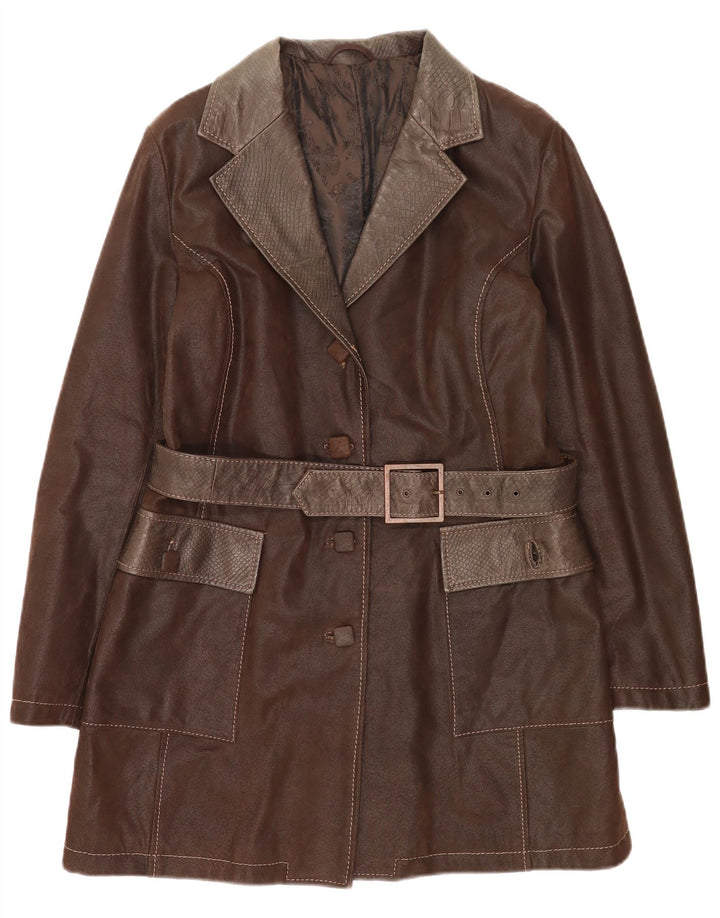 Vintage Damen Ledermantel IT 50 XL Braun Klassisch