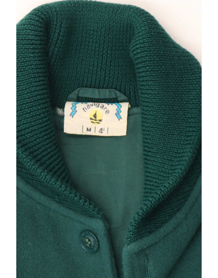 Navigare Herren Strick-Bomberjacke UK 38 Mittelgrün karierte Wolle