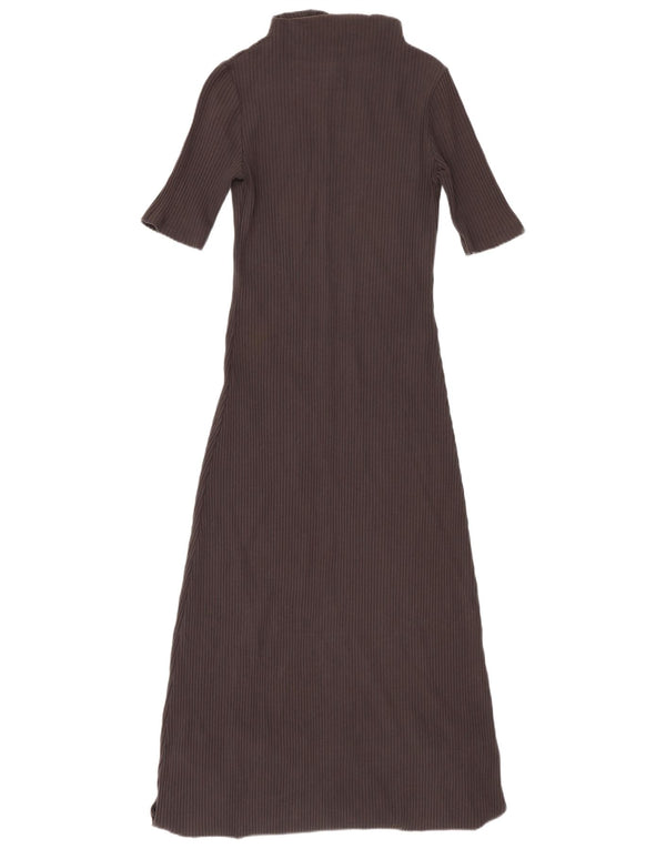 Zara Damen-Pulloverkleid mit kurzen Ärmeln, Größe S, Grau, Baumwolle