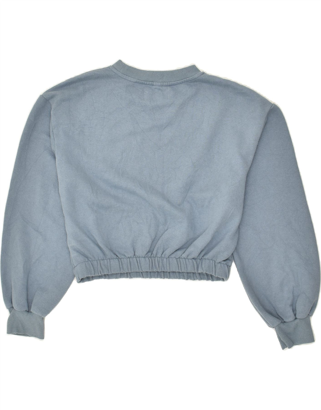 PULL & BEAR Damen Crop Sweatshirt Pullover UK 16 Large Blau Baumwolle