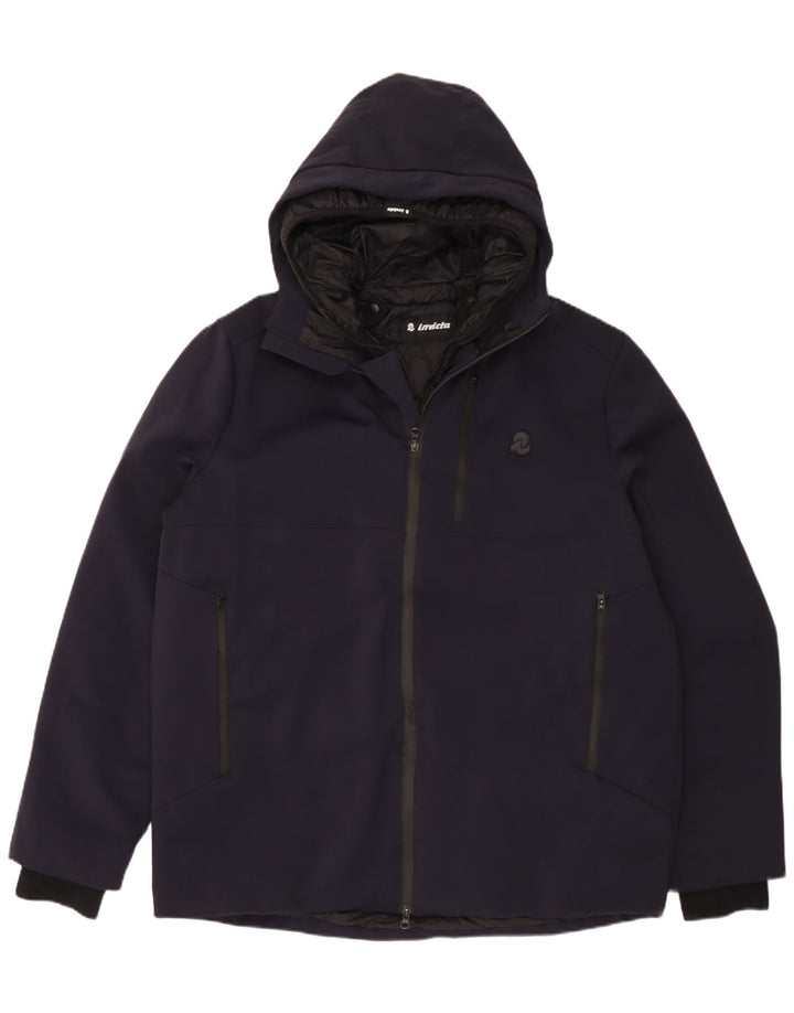 Invicta Herren-Windbreakerjacke mit Kapuze, UK 48 4XL, Marineblau, Polyamid