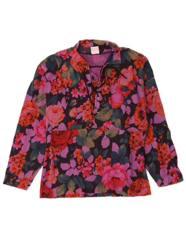 Belfe Langarm-Blusenoberteil für Damen, UK-Größe 46, groß, mehrfarbig, Blumenmuster, Baumwolle