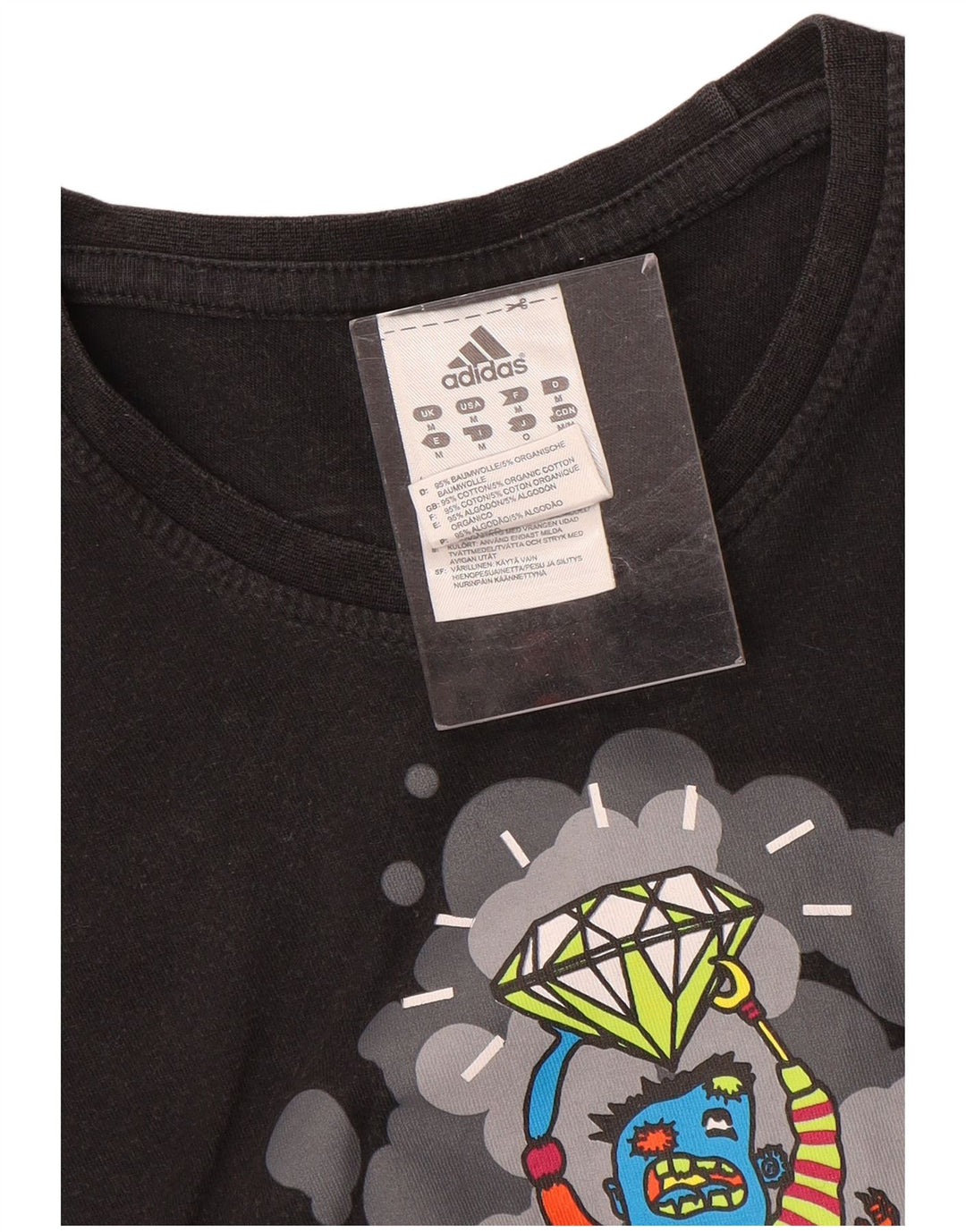 Adidas Herren Grafik T-Shirt Top Medium Schwarz Baumwolle