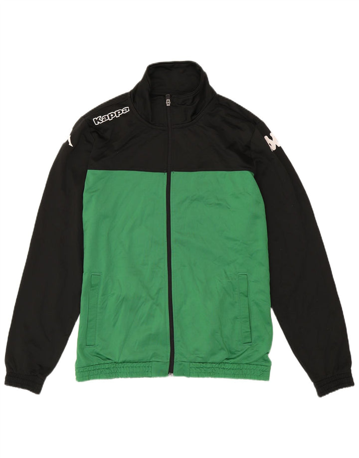 Kappa Herren-Trainingsanzugoberteil mit Grafik, groß, grünes Farbblock-Polyester