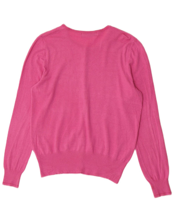 Marks & Spencer Damen Strickjacke Pullover UK 14 Mittelrosa Viskose