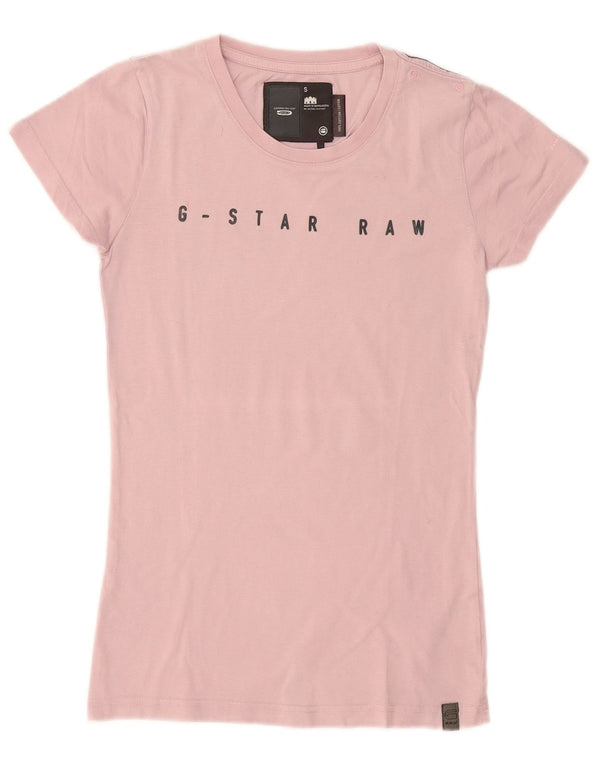 G-Star Womens Graphic T-Shirt Top UK 8 Small Pink Cotton