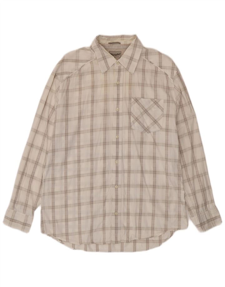 Wrangler Herren-Hemd, klassisch, schmal geschnitten, XL, cremefarben, kariert, Baumwolle