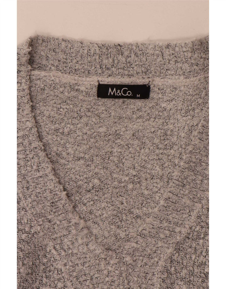 M&Co Damen-Pullover mit V-Ausschnitt, UK 14, mittelgraues Acryl