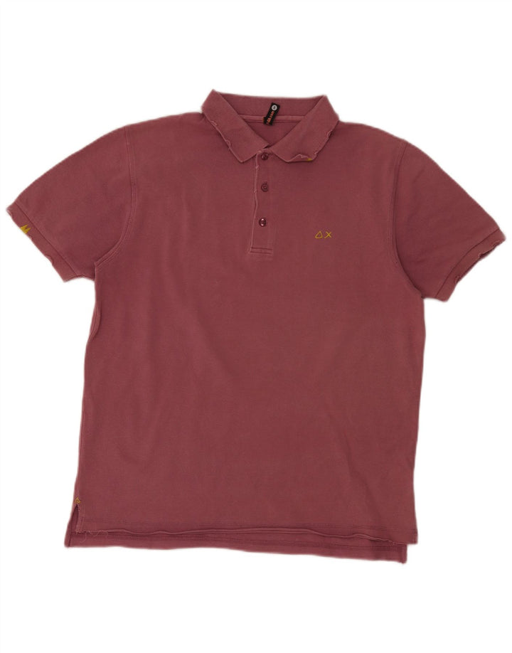 Sun68 Herren-Poloshirt, klein, Burgunderrot, Baumwolle