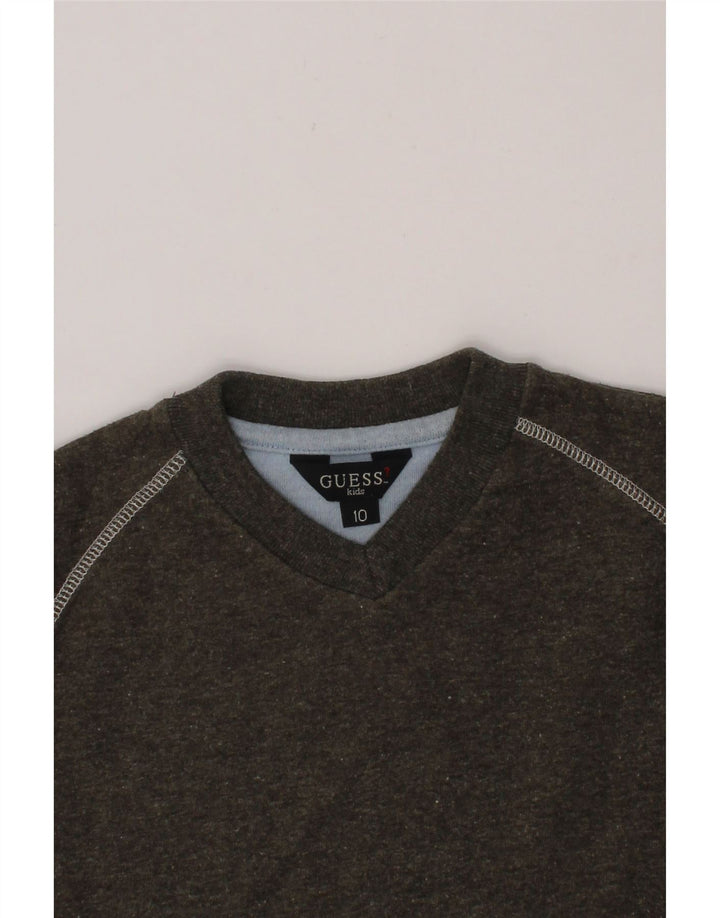 GUESS Boys Sweatshirt Jumper 9-10 Years Grey Acrylic Vintage Guess and Second-Hand Guess from Messina Hembry 
