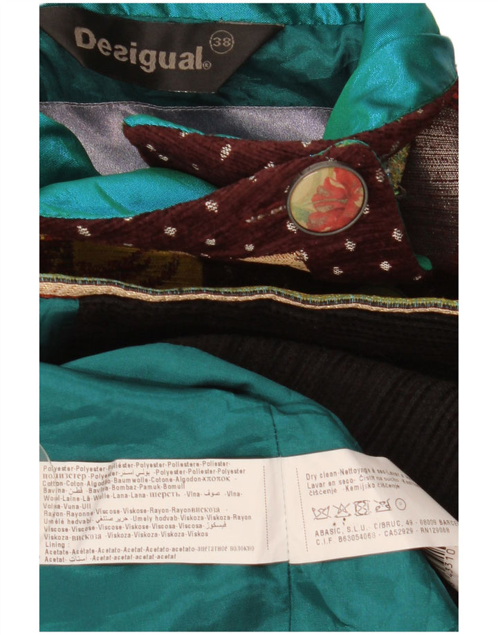 Desigual Womens Graphic Overcoat EU 38 Mittelmehrfarbiges Blumenmuster