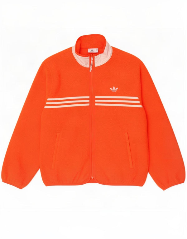 Adidas Mens Fleece Jacket UK 38 Medium Orange Polyester
