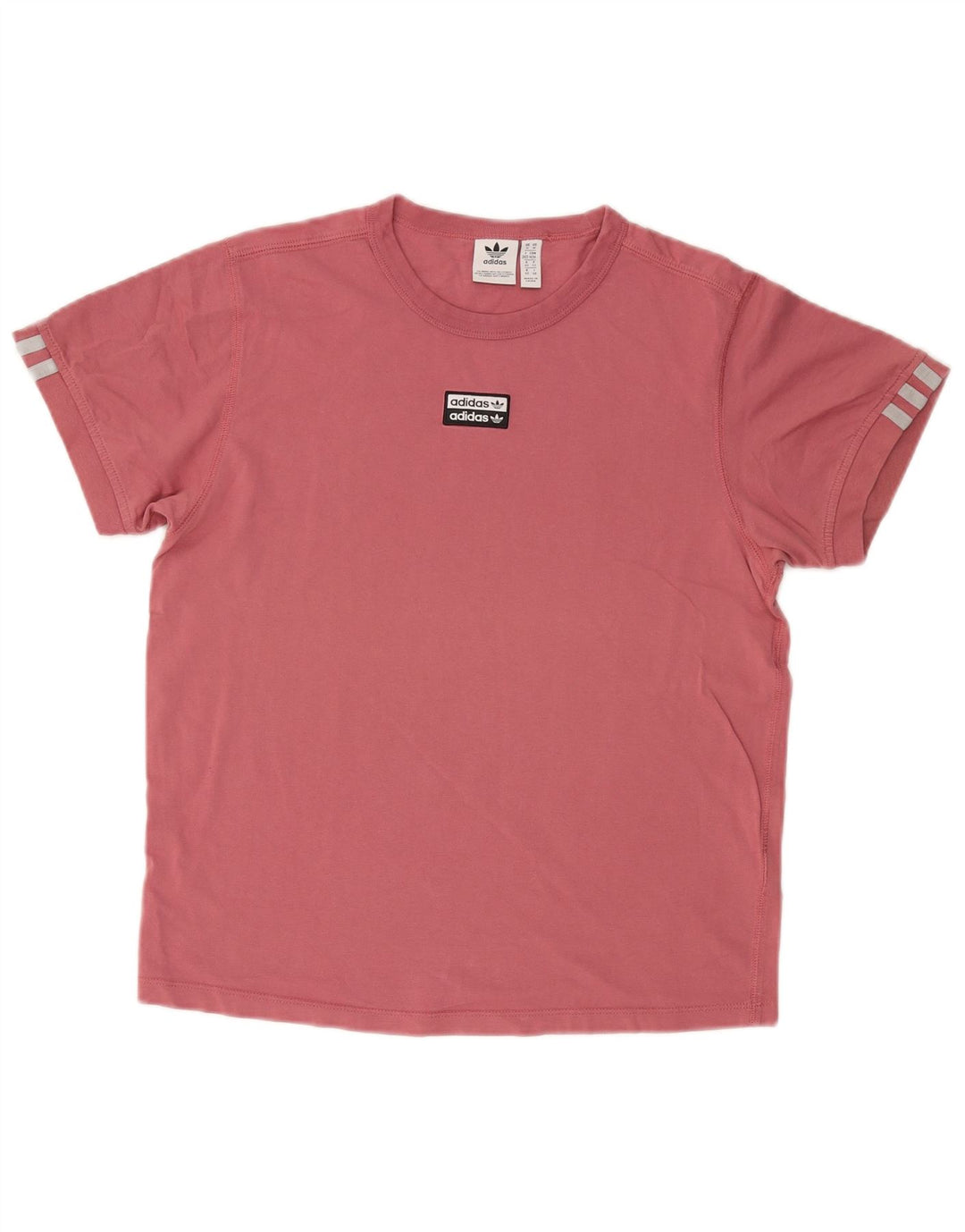ADIDAS Womens T-Shirt Top UK 14 Medium Pink Cotton