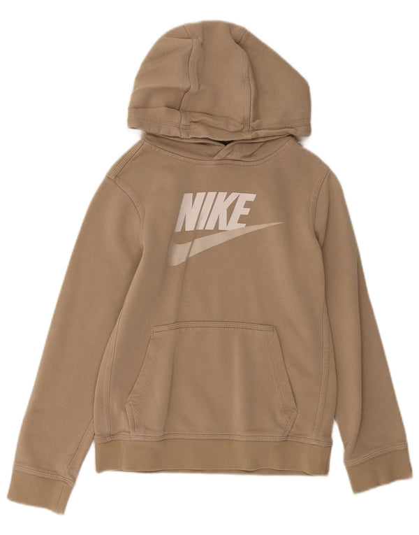 Nike Jungen-Pullover mit grafischem Kapuzenpullover, mittelbeige Baumwolle, 10–11 Jahre