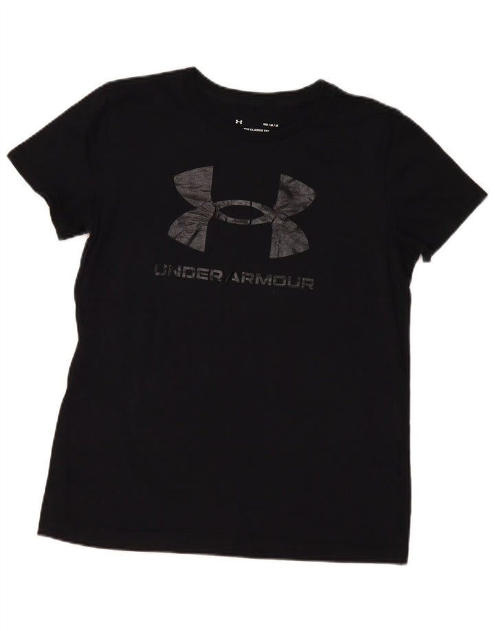 Under Armour Damen Graphic T-Shirt Top UK 14 Mittelschwarze Baumwolle