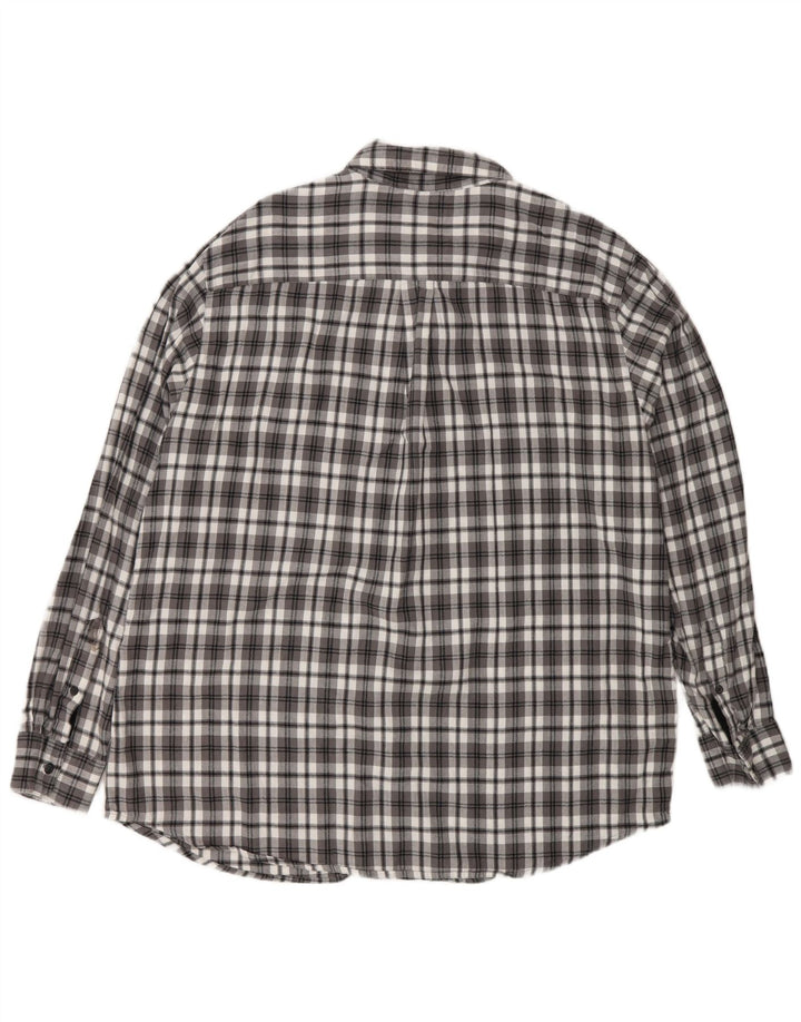Chaps Herren-Flanellhemd XL, grau kariert, Baumwolle