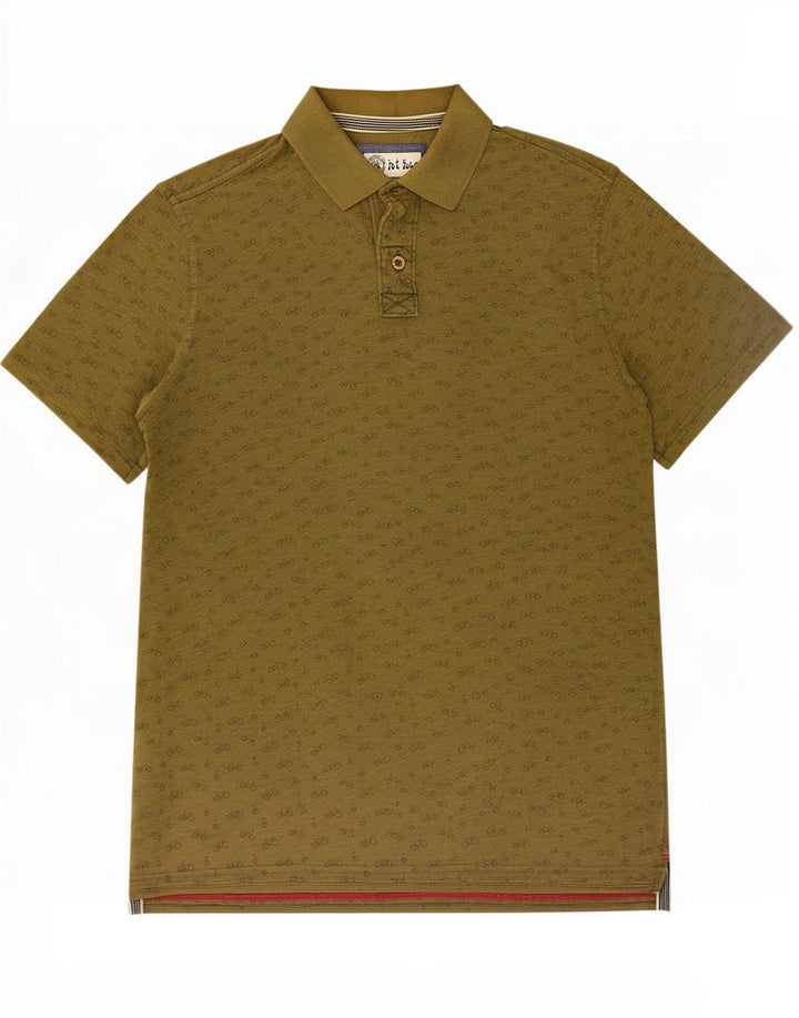 Fat Face Herren-Poloshirt mit abstraktem Muster, mittlere Khaki-Baumwolle