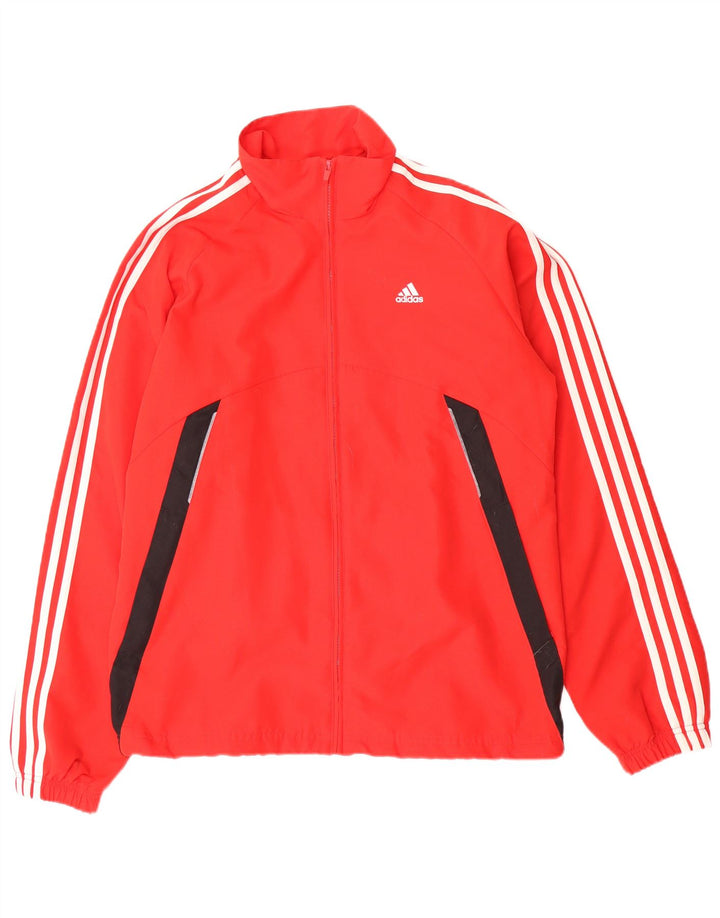 ADIDAS Herren-Trainingsanzug-Oberteiljacke UK 38/40 Mittelrotes Colourblock-Polyester