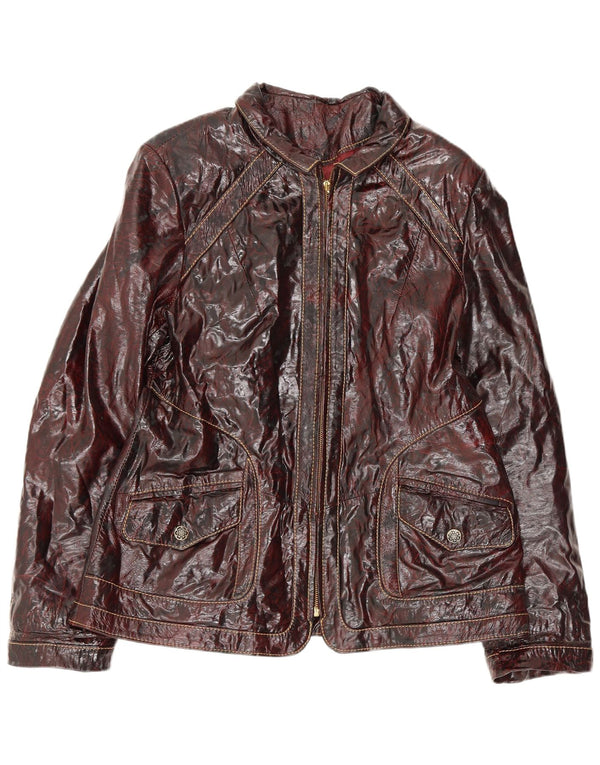 Vintage Damen Bomberjacke aus Kunstleder UK 24 4XL Burgund