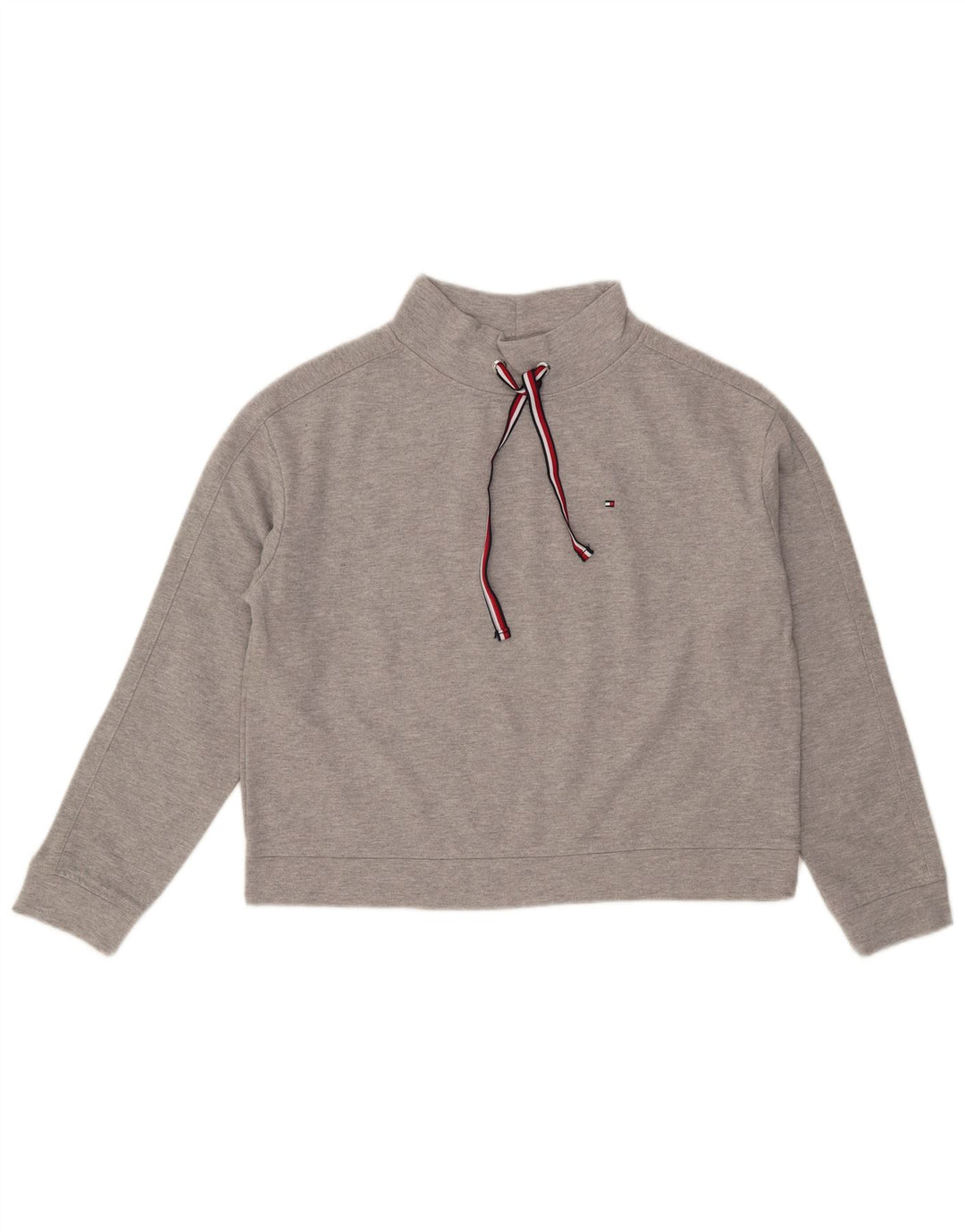 Tommy Hilfiger Damen Crop Oversized Sweatshirt Pullover UK 10 Small Grau