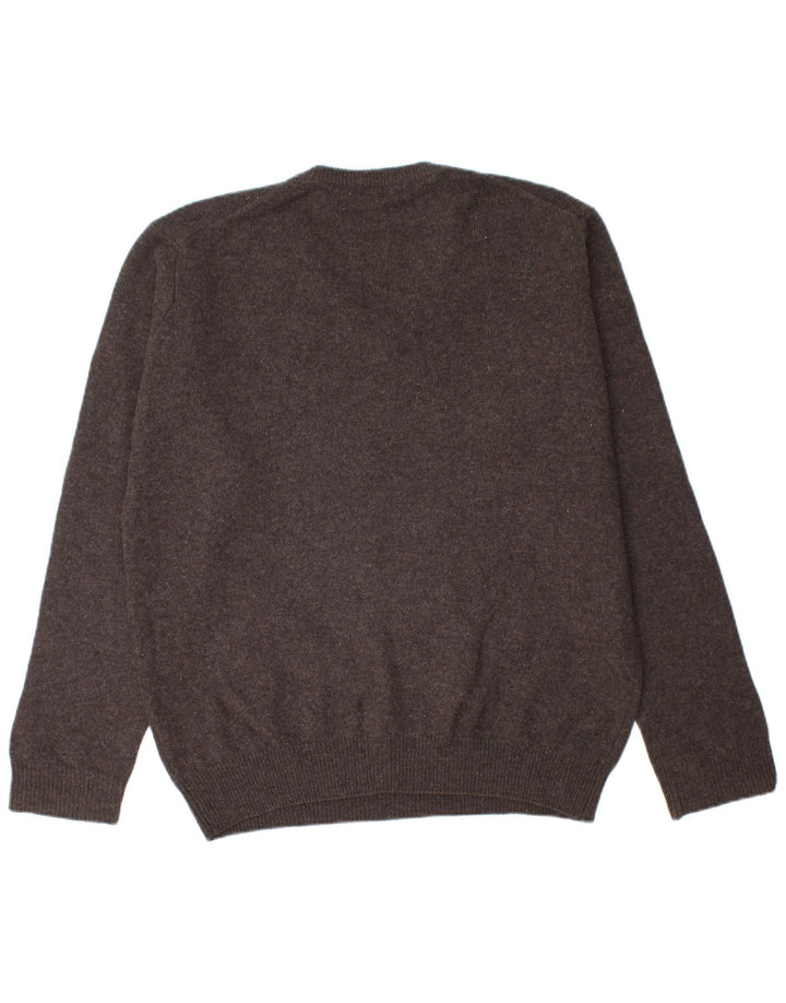 James Pringle Herren-Pullover mit V-Ausschnitt, große braune Lammwolle
