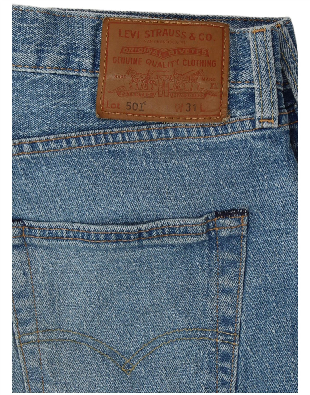 LEVI'S Herren 501 Distressed Denim Shorts W31 Mittelblaue Baumwolle