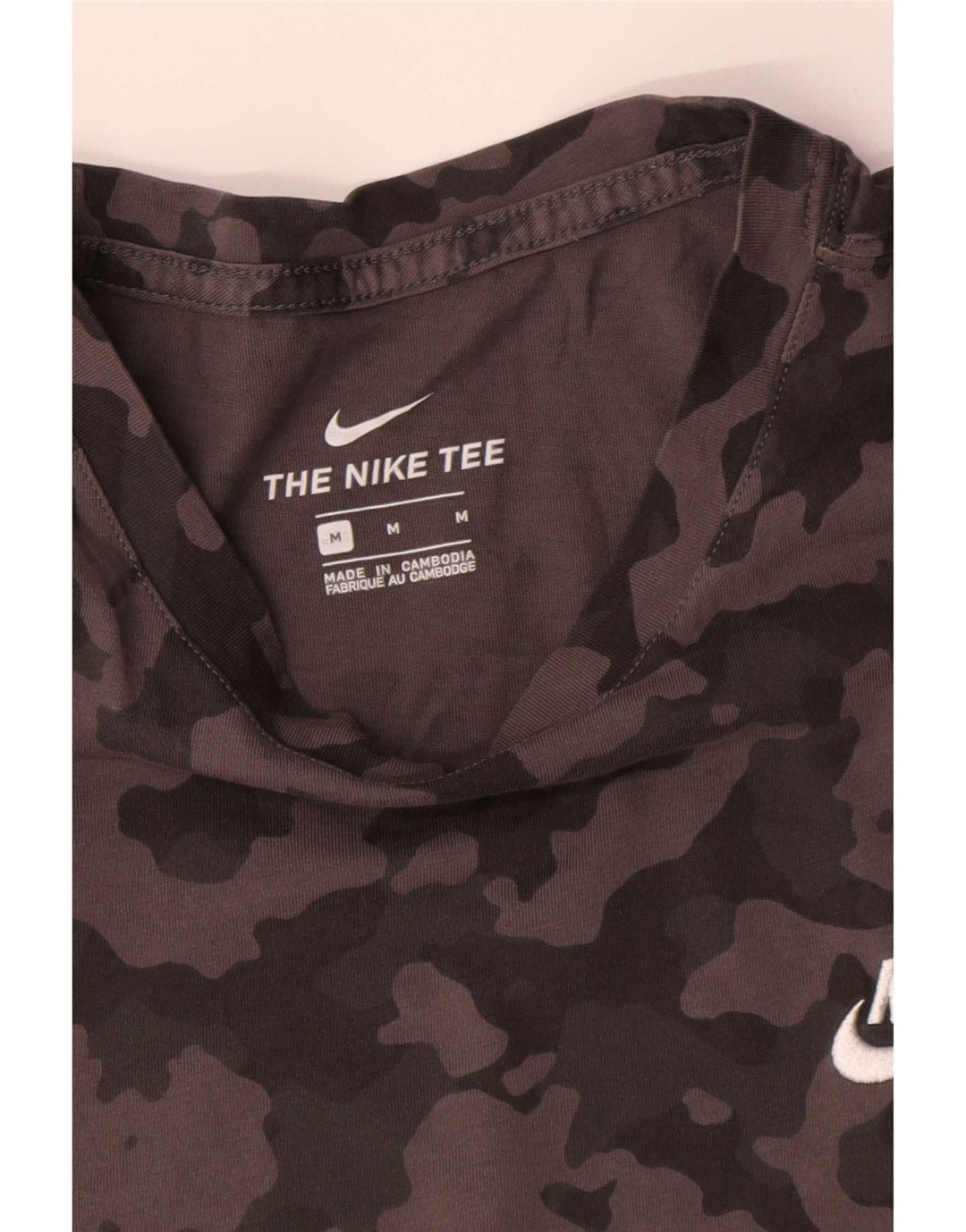Nike Herren-T-Shirt aus mittelgrauer Camouflage-Baumwolle