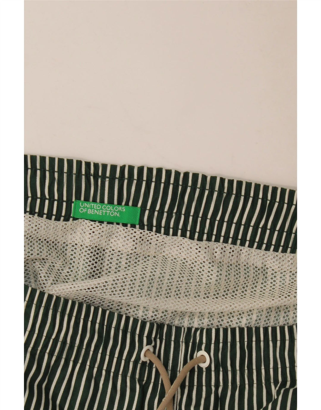 Benetton Herren-Badeshorts, groß, grün gestreift
