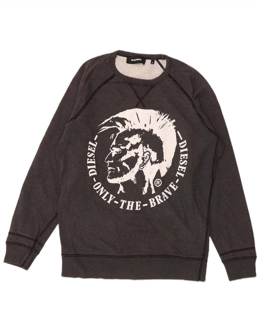 DIESEL Herren-Sweatshirt mit Grafik, Größe S, graue Baumwolle