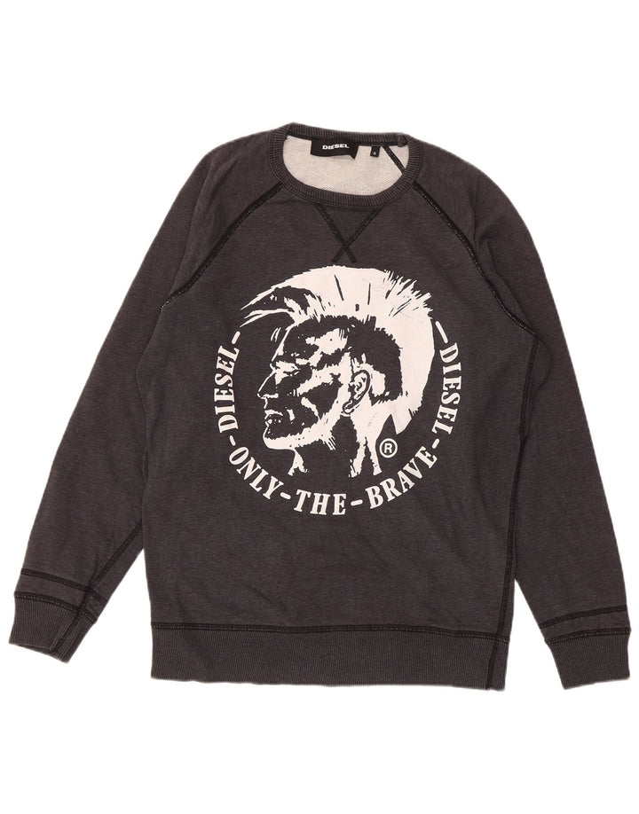 DIESEL Herren-Sweatshirt mit Grafik, Größe S, graue Baumwolle