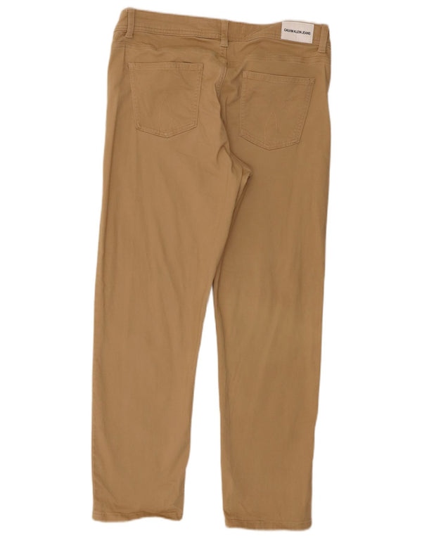 Calvin Klein Damen Slim Freizeithose US 10 Large W32 L26 Beige Baumwolle