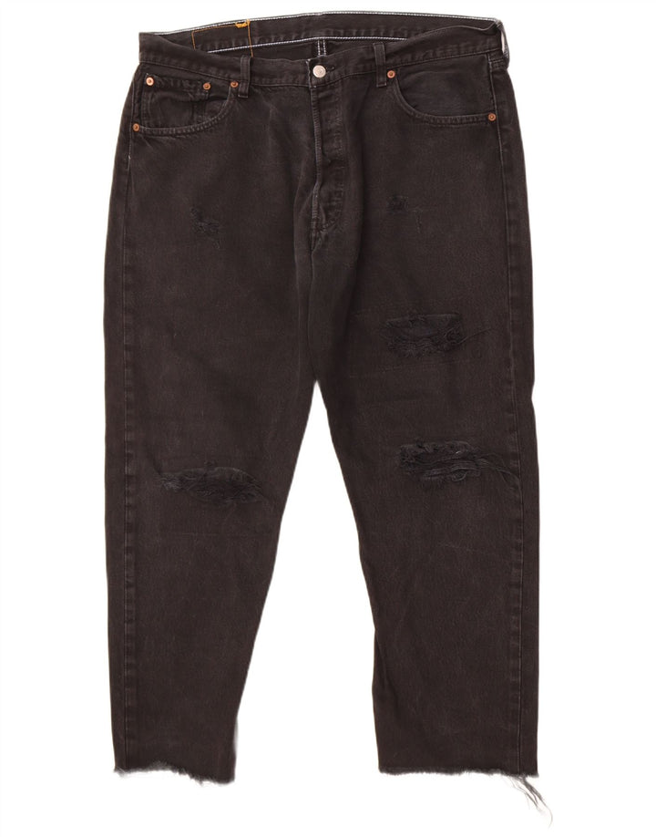Levi's Herren 501 Distressed Straight Jeans W36 L26 Schwarz