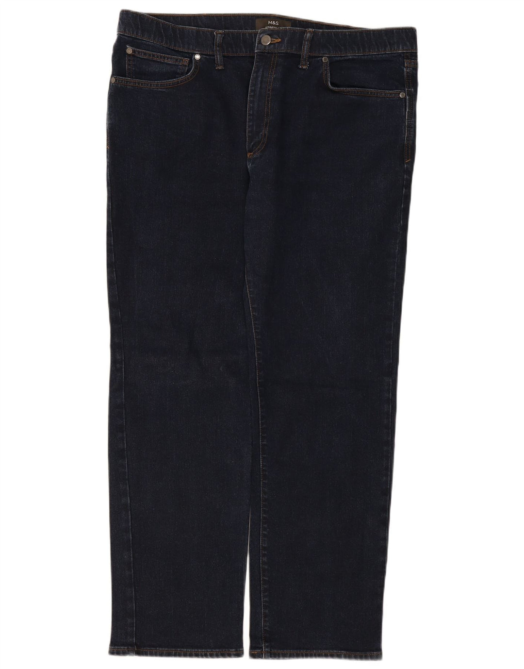 Marks & Spencer Herren Regular Straight Jeans W40 L31 Marineblaue Baumwolle