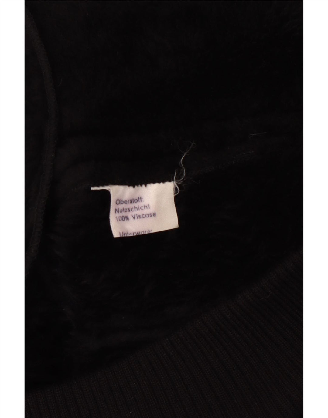 VINTAGE Damen Sherpa Jacke UK 12 Mittelschwarze Viskose