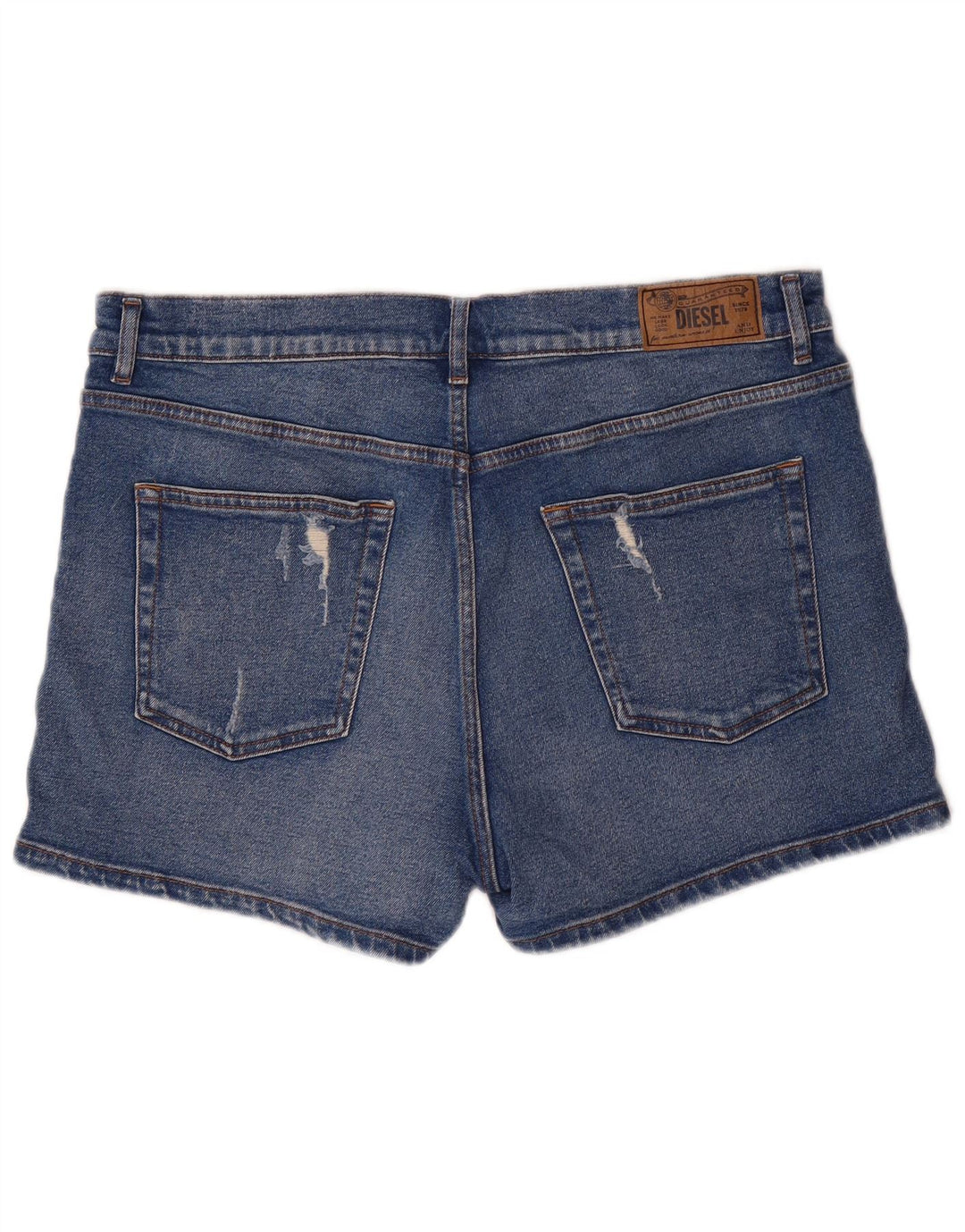 DIESEL Damen-Jeansshorts im Distressed-Look, W31, mittelblaue Baumwolle