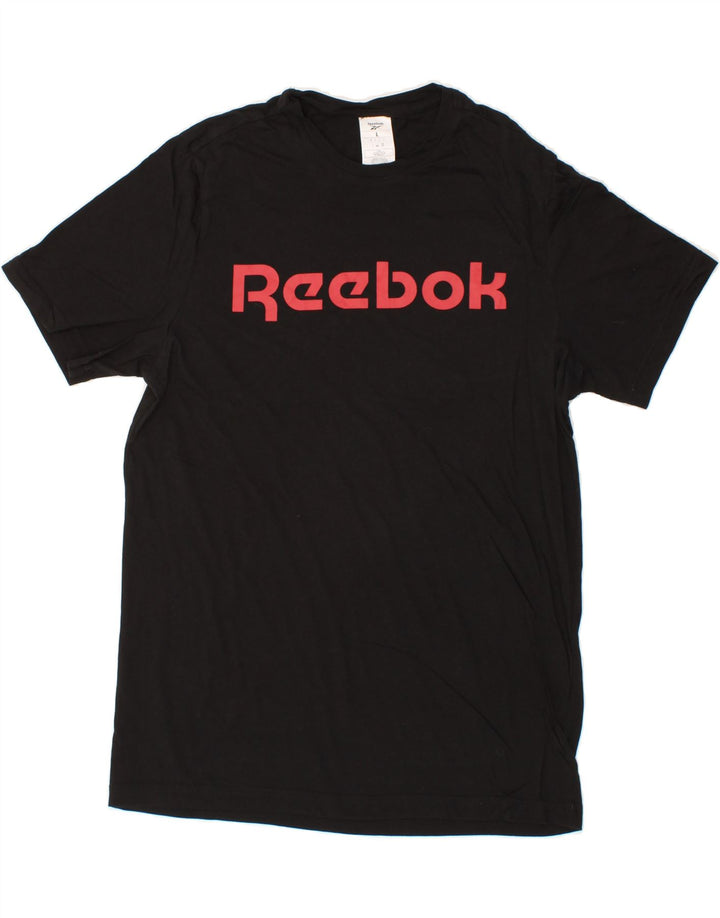 REEBOK Mens Graphic T-Shirt Top Large Black Vintage Reebok and Second-Hand Reebok from Messina Hembry 