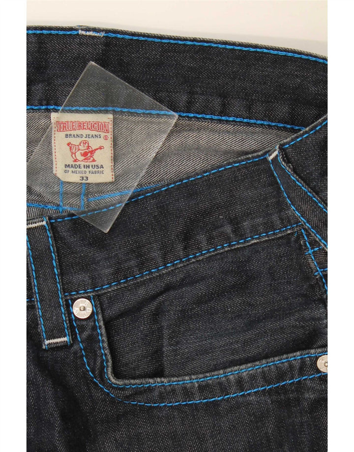 True Religion Herren Straight Jeans W33 L35 Marineblaue Baumwolle