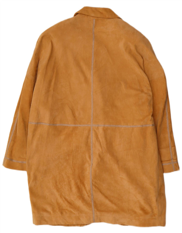 KEMPER Damen Übergroßer Wildledermantel EU 40 Mittelbraunes Leder