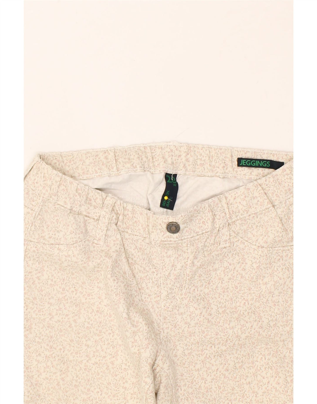 BENETTON Womens Jegging Casual Trousers W28 L28 Beige Floral | Vintage Benetton | Thrift | Second-Hand Benetton | Used Clothing | Messina Hembry 
