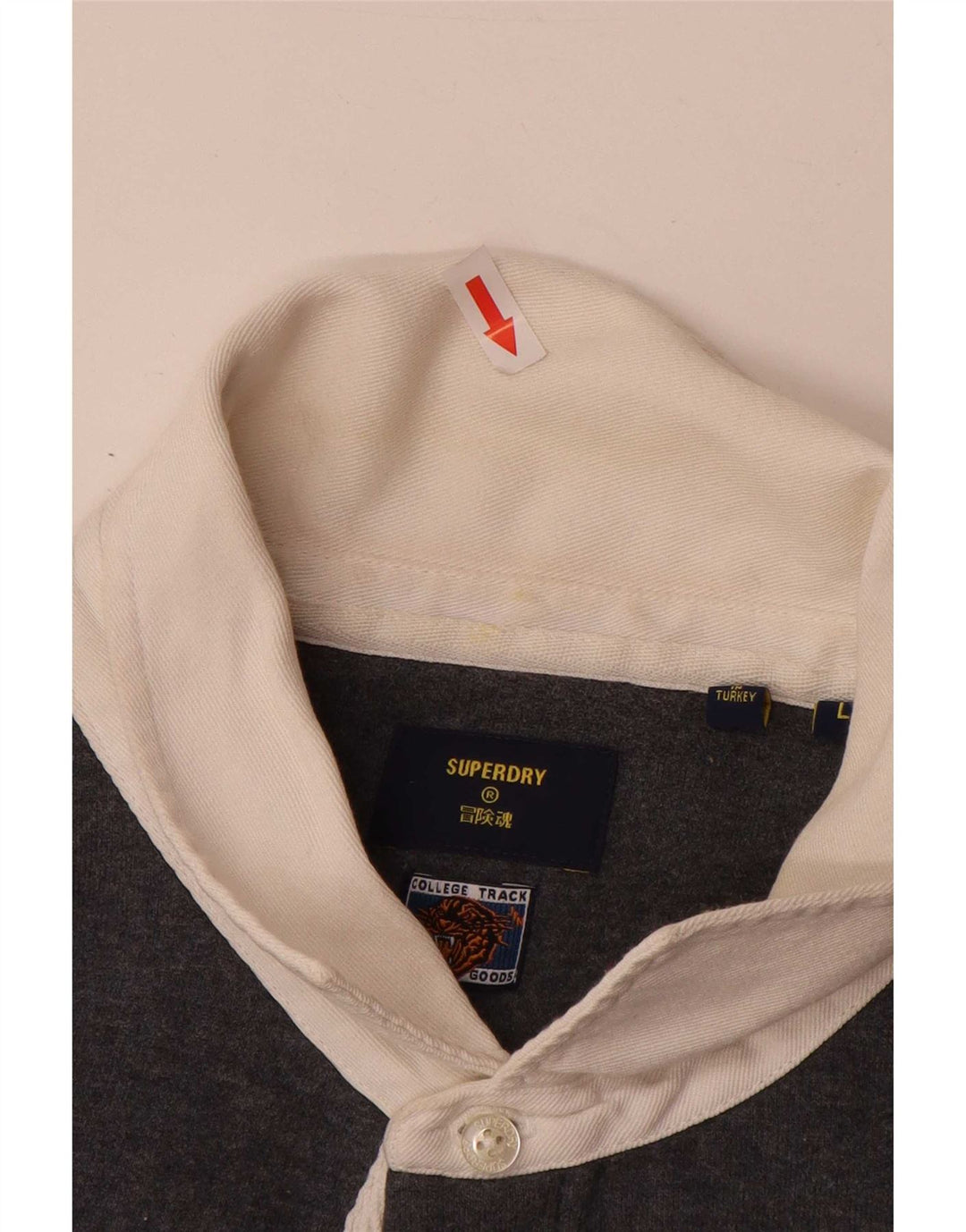 Superdry Herren-Sweatshirt mit Polokragen, Größe L, aus grauer Baumwolle