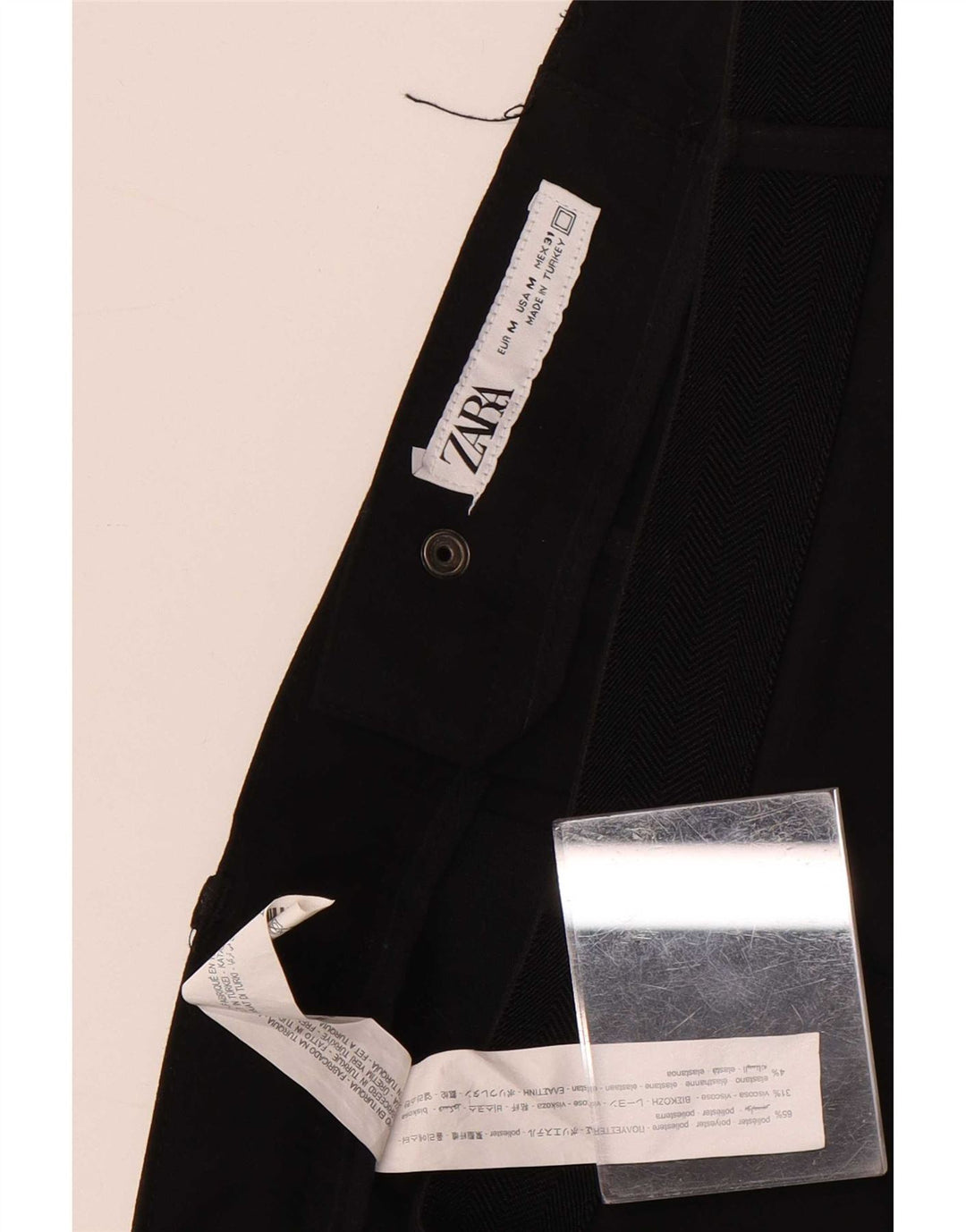 Slim-Anzughose für Herren von Zara, Größe M, W31, L29, Schwarz, Polyester
