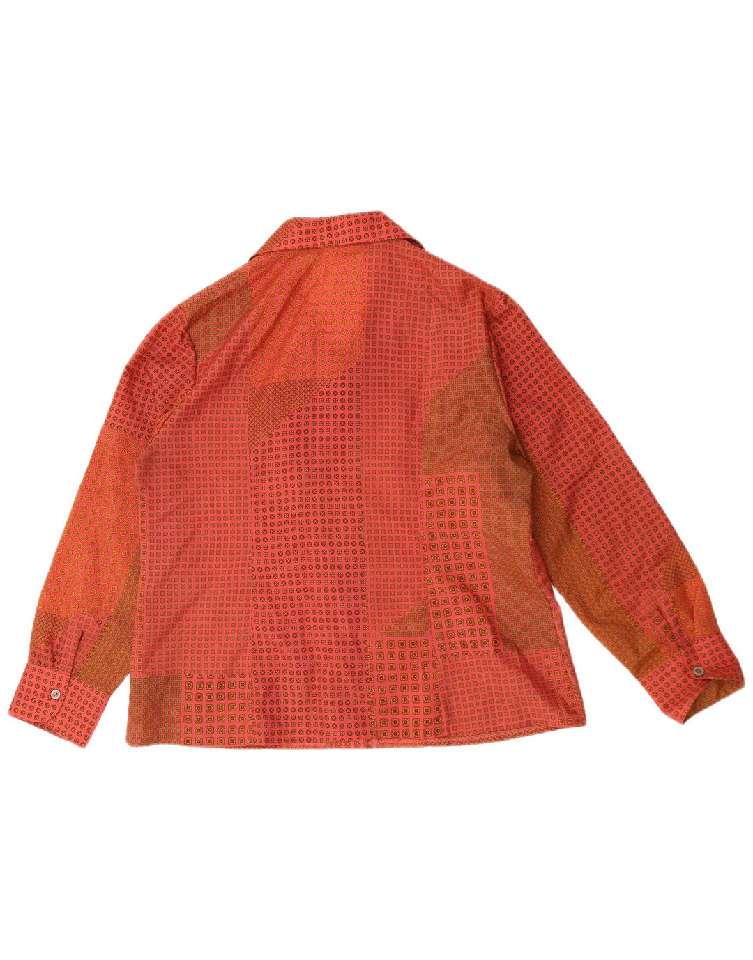 Vintage Damen Hemdbluse UK 16 Großes rotes geometrisches Polyester
