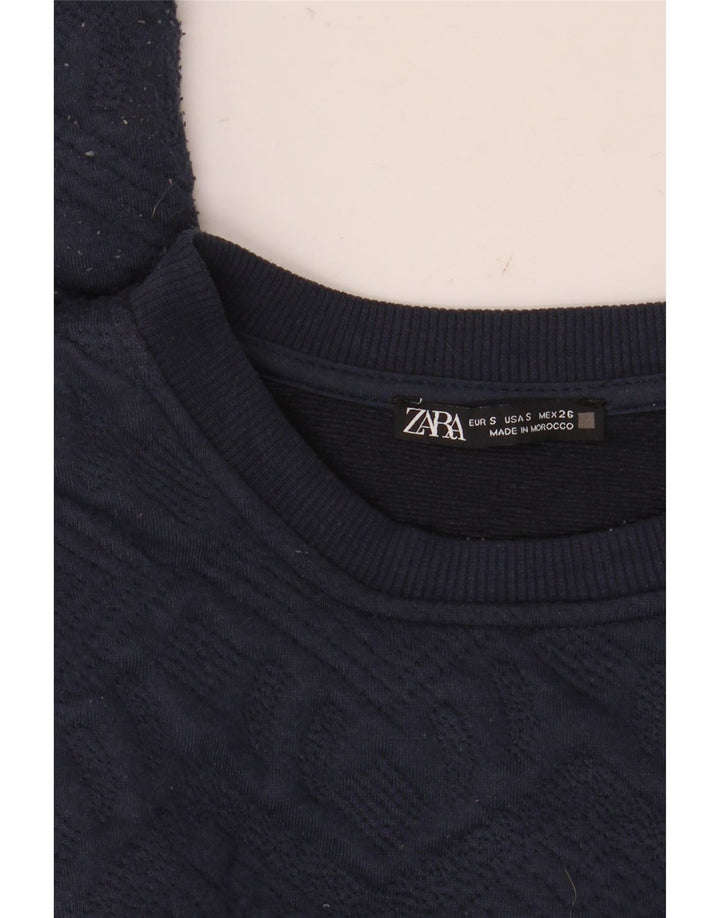 Zara Herren Sweatshirt Pullover Small Marineblau Argyle/Diamant