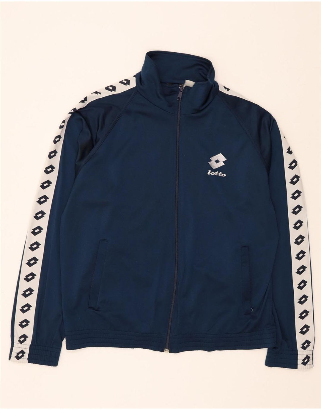 LOTTO Mens Graphic Tracksuit Top Jacket XL Navy Blue Vintage Lotto and Second-Hand Lotto from Messina Hembry 