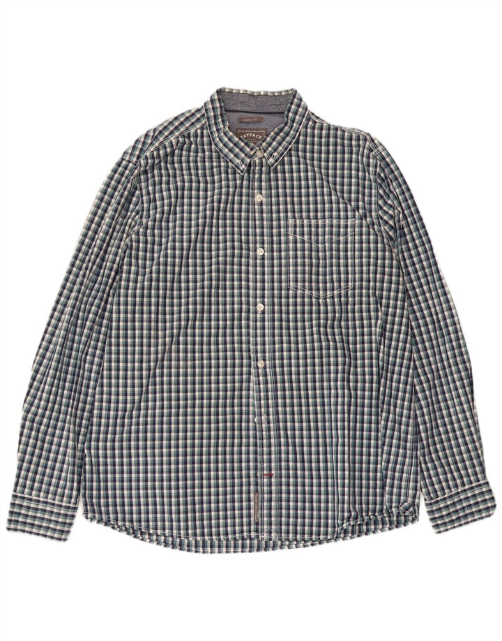 FAT FACE Herrenhemd 2XL blau kariert Baumwolle
