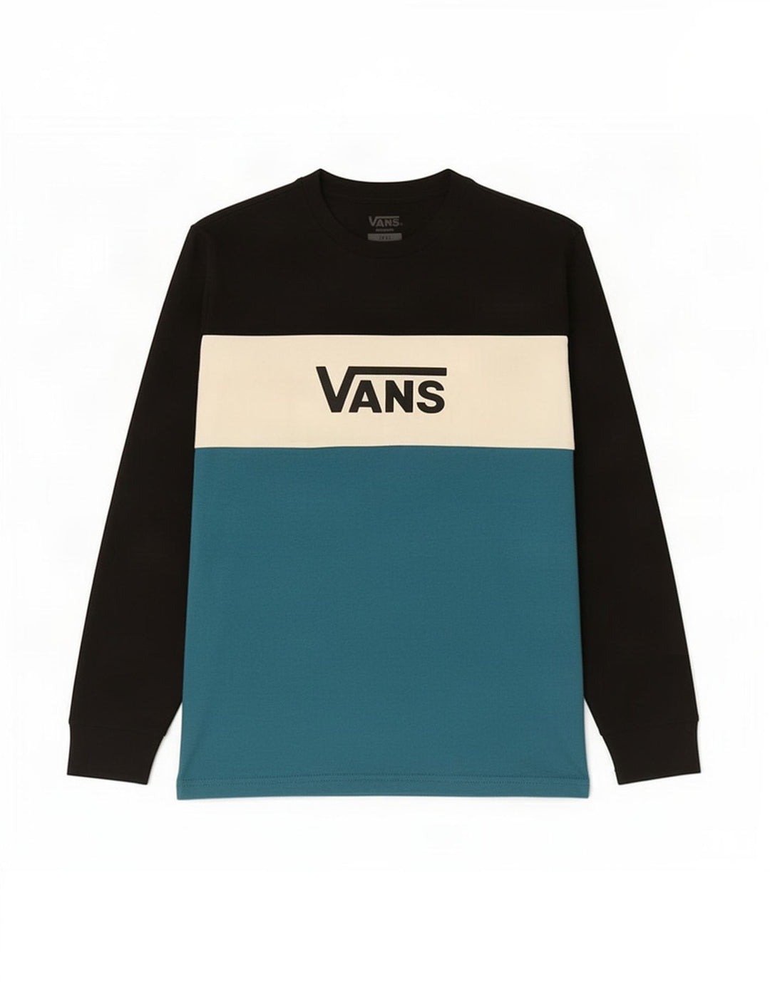 Vans Herren Grafik-Oberteil, langärmelig, klein, Schwarz, Colourblock-Baumwolle
