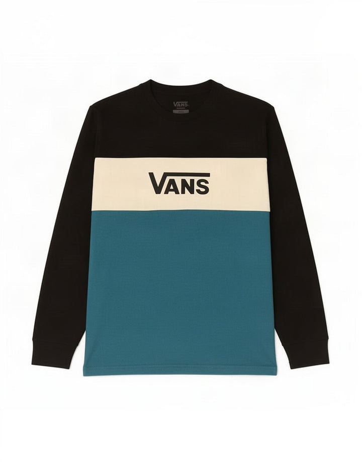 Vans Herren Grafik-Oberteil, langärmelig, klein, Schwarz, Colourblock-Baumwolle